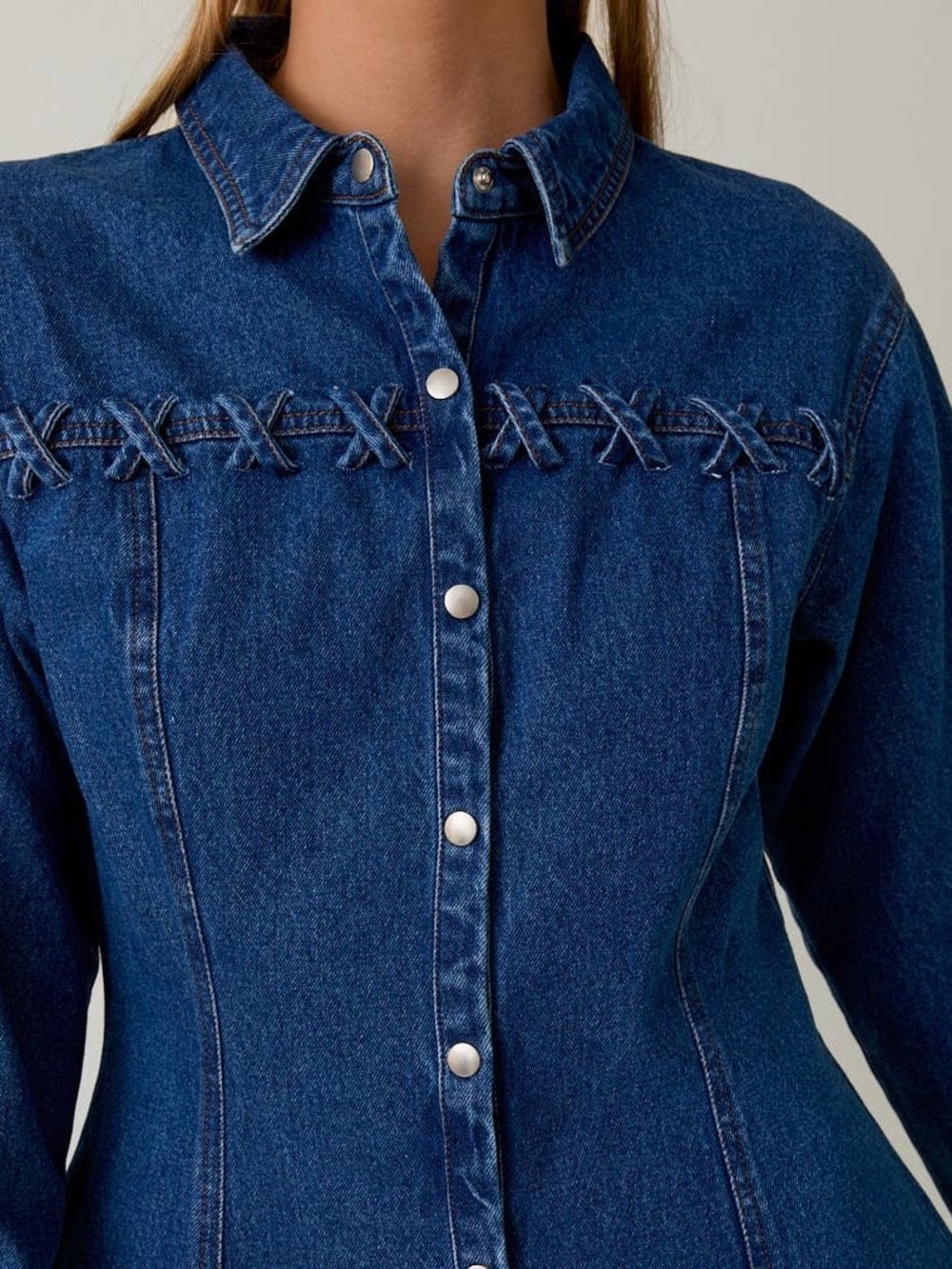 Classic Indigo Denim Button-Front Mini Dress - Picture 5 of 5